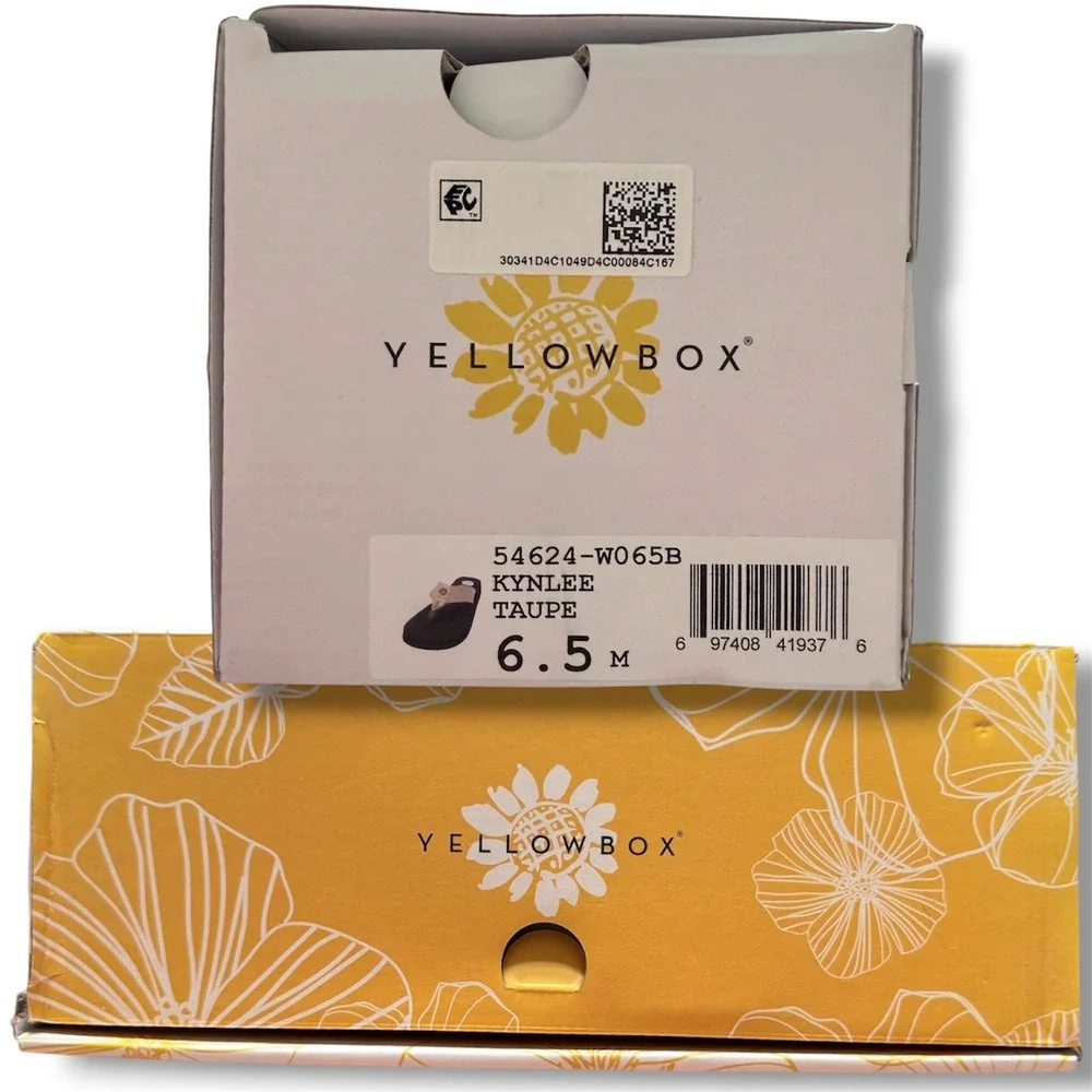Yellow Box Kynlee Womens Sz 6.5 M Taupe Black Tooled Thong Platform Sandals - Picture 2 of 11